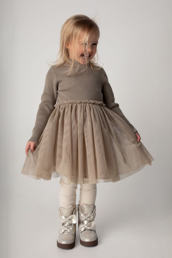 KIDS Donsje Lotus Dress - Taupe
