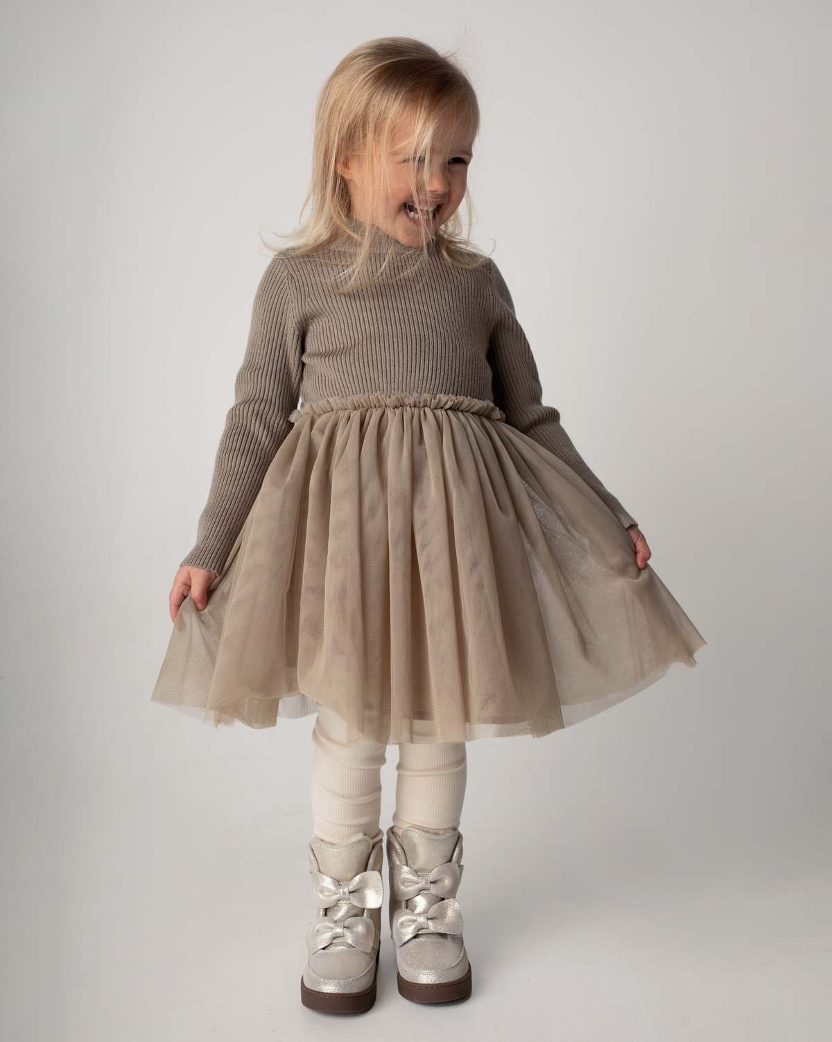 KIDS Donsje Lotus Dress - Taupe - Image 2 of 7