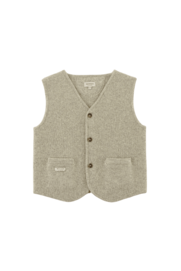 KIDS Donsje Maurtis Merino Wool Gilet - Light Grey Melange
