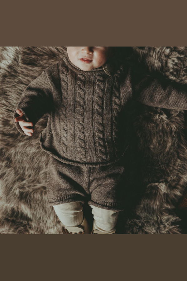 KIDS Donsje Meri Merino Wool Sweater - Dark Taupe Melange