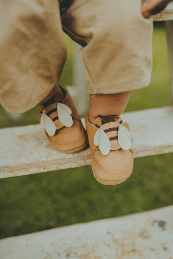 KIDS Donsje Niek Bee Sneakers - Camel Classic Leather