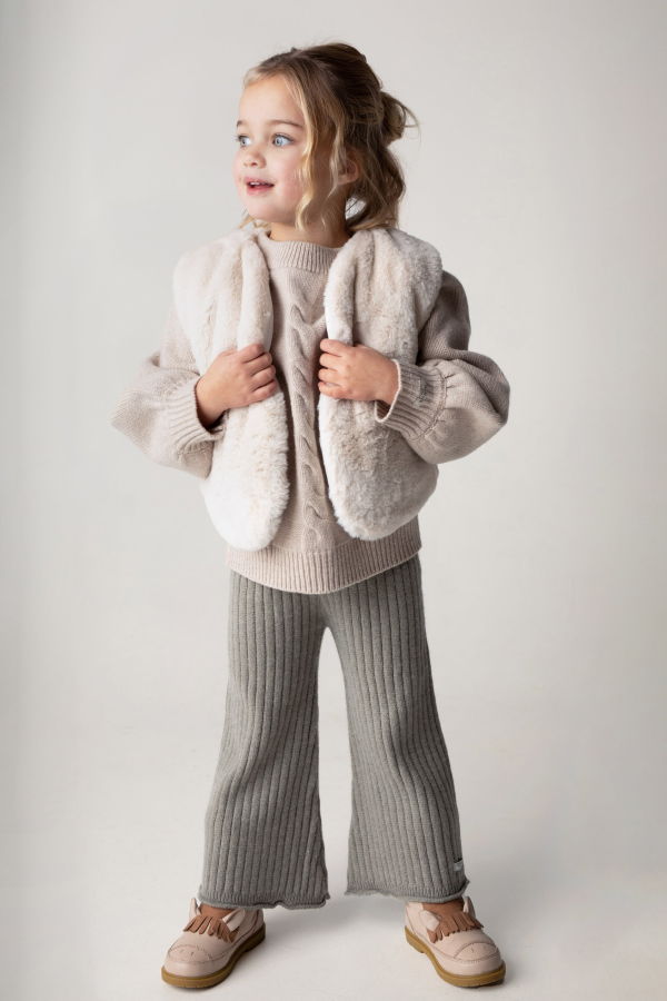 KIDS Donsje Pimmy Gilet - Off White Teddy