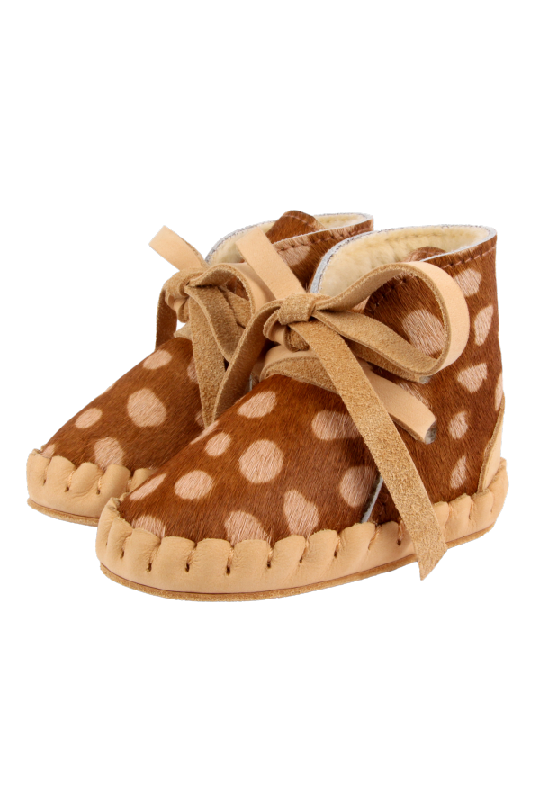 KIDS Donsje Pina Exclusive Booties Baby Booties - Brown Spotted Cow Hair