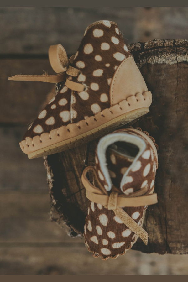 KIDS Donsje Pina Exclusive Booties Baby Booties - Brown Spotted Cow Hair