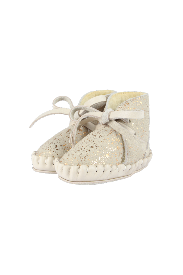 KIDS Donsje Pina Exclusive Booties - Cream Metallic Suede