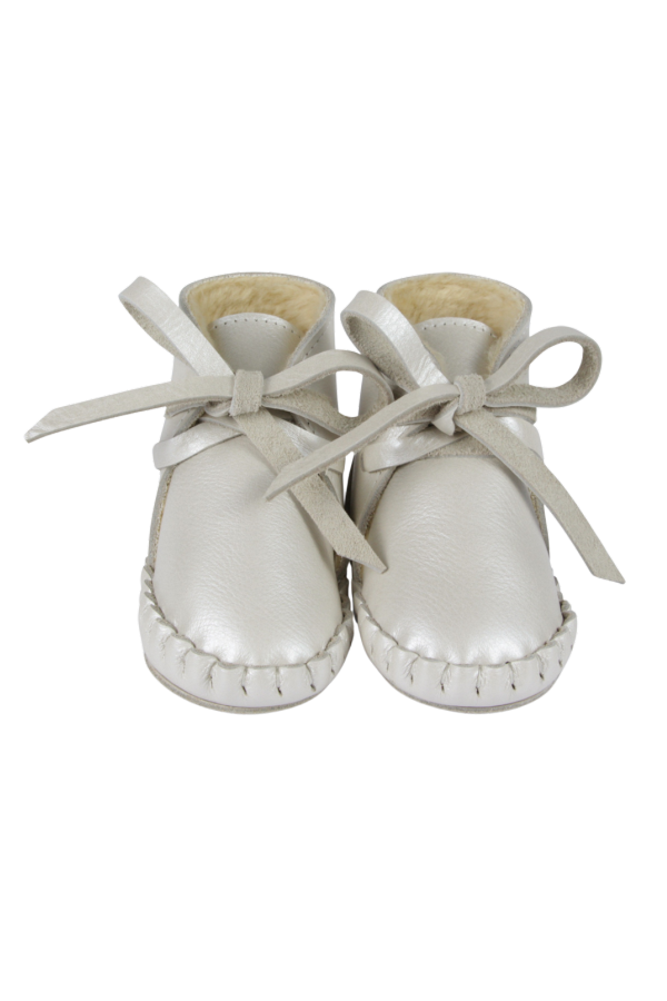 KIDS Donsje Pina Exclusive Booties - Off White Metallic Leather