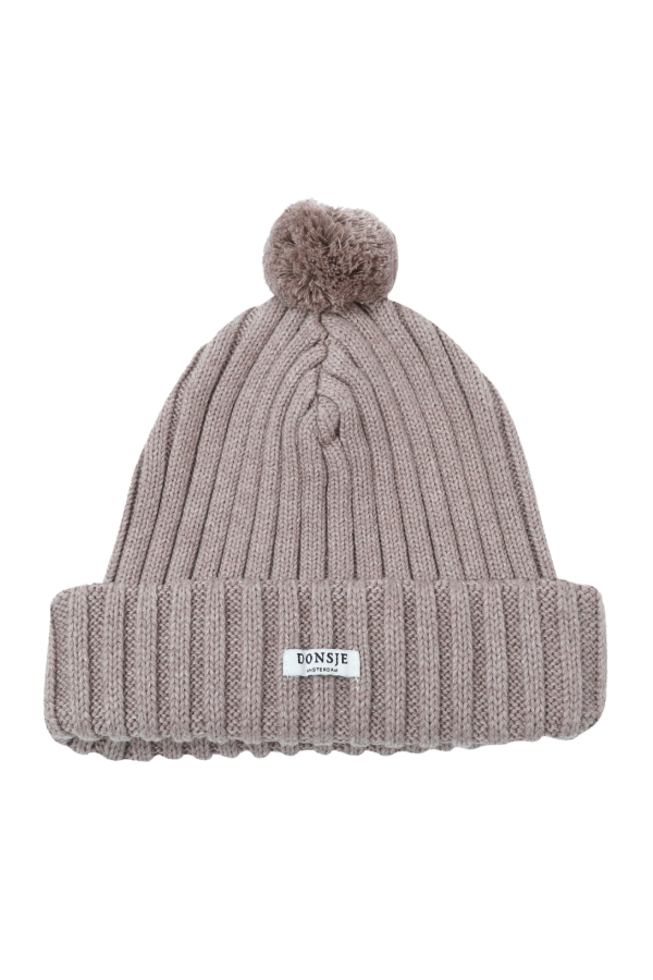 KIDS Donsje Poppom Hat - Grey Beige Melange