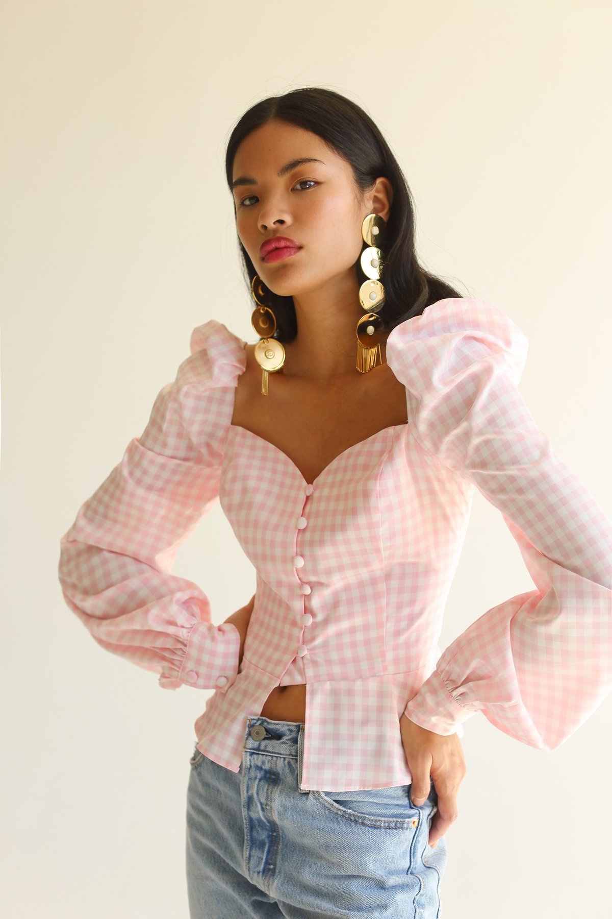 NIKA TANG Raina Top - Light Pink Gingham - Image 2 of 4