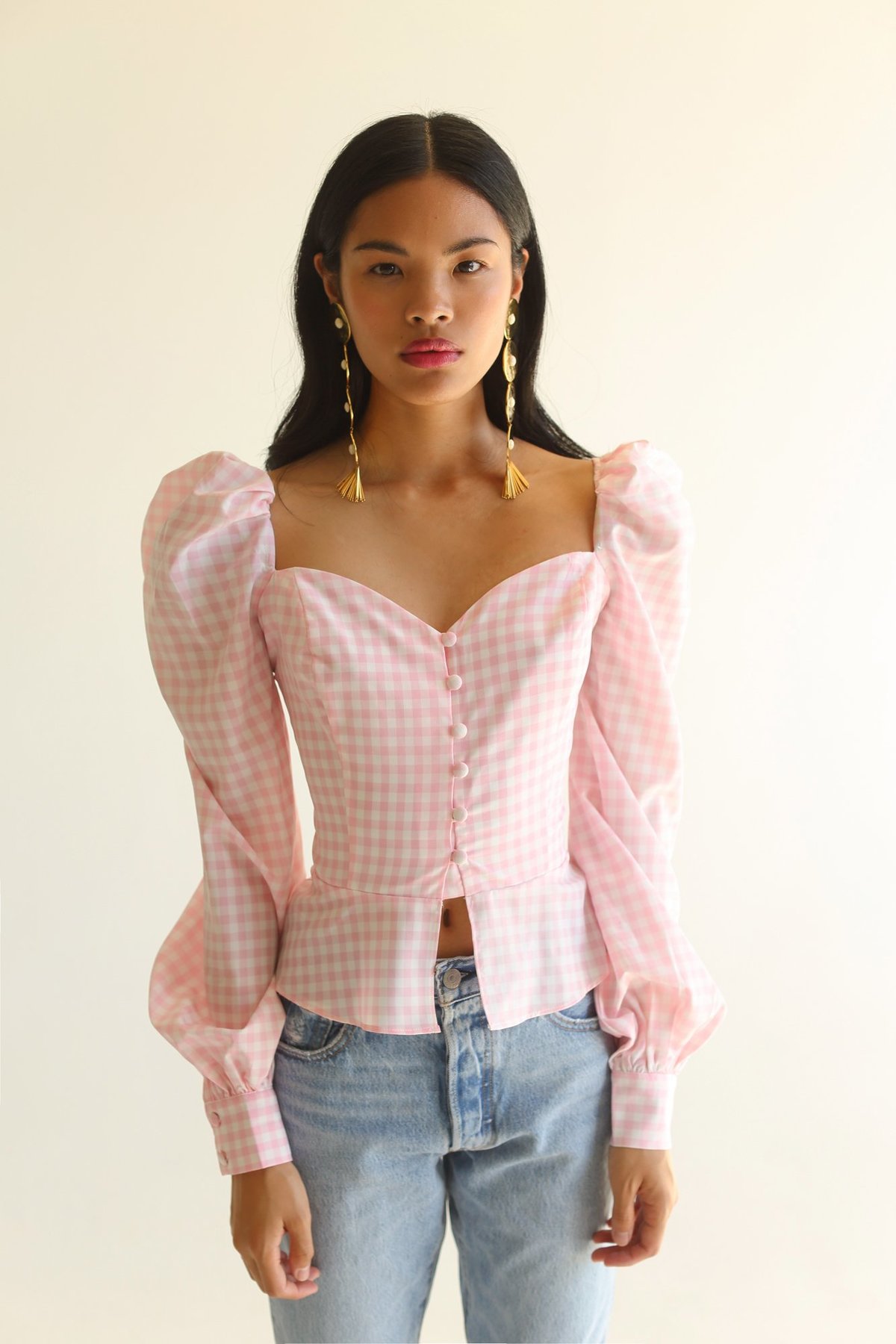 NIKA TANG Raina Top - Light Pink Gingham - Image 3 of 4