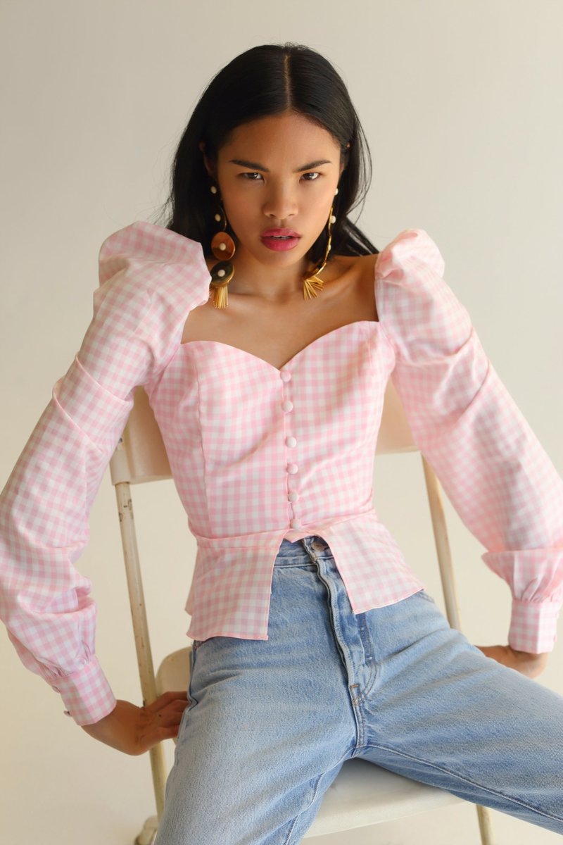 NIKA TANG Raina Top - Light Pink Gingham