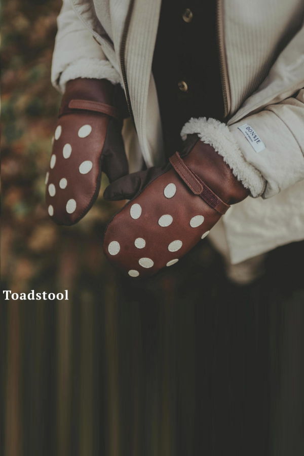 Kids Donsje Wald Mushroom Mittens - Toast Grain Leather