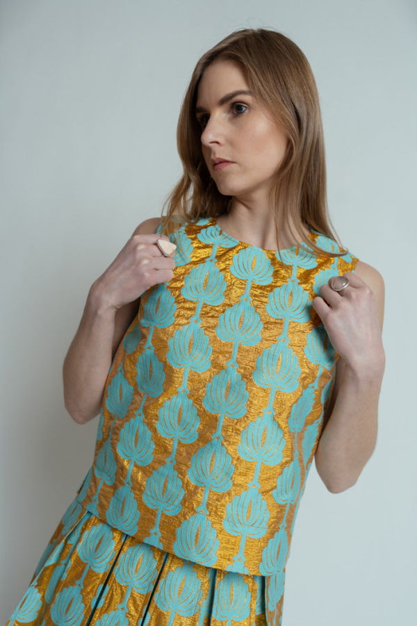 Odeeh Palm Fans Sleeveless Top - Pool