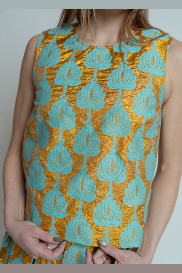 Odeeh Palm Fans Sleeveless Top - Pool