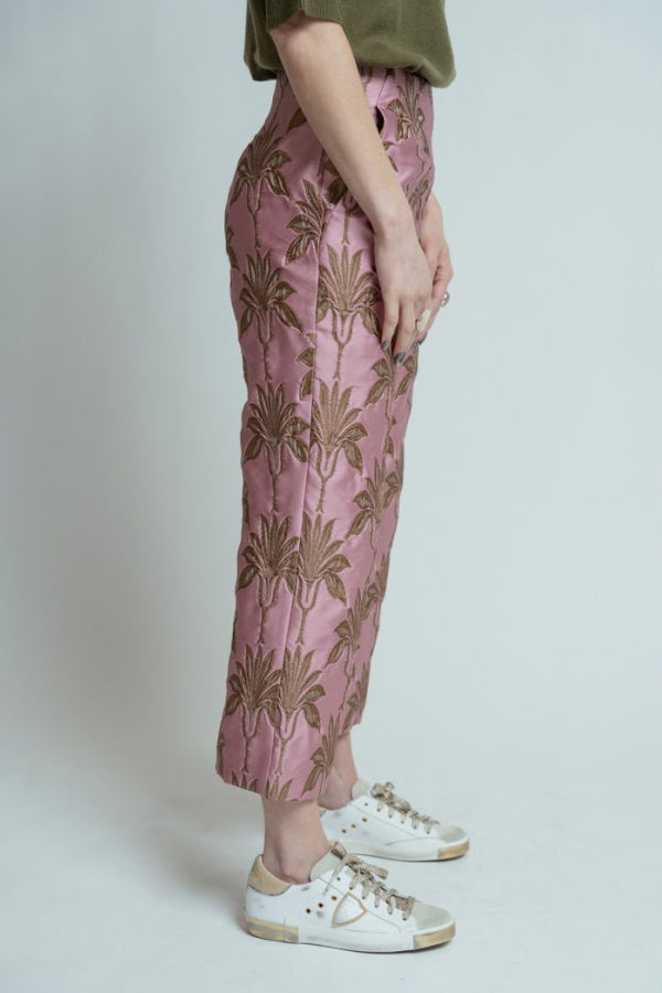 Odeeh Matelasse Palms Pants - Rosequartz