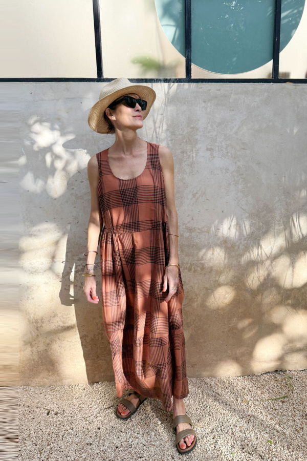 Two Plaid Bubble Beach Dress - Terracotta Plaid