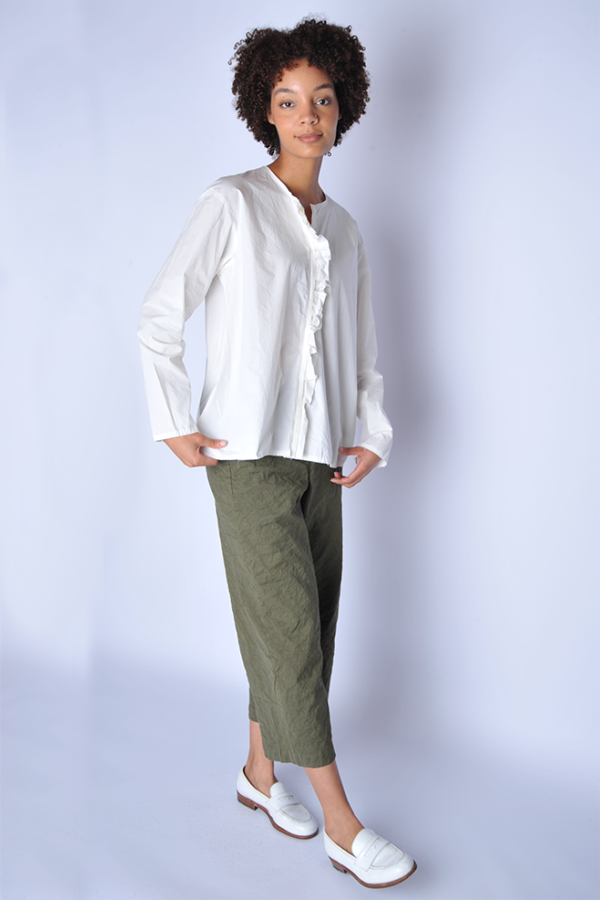 Manuelle Guibal Winter White Long Sleeve Ruffle Girl Shirt