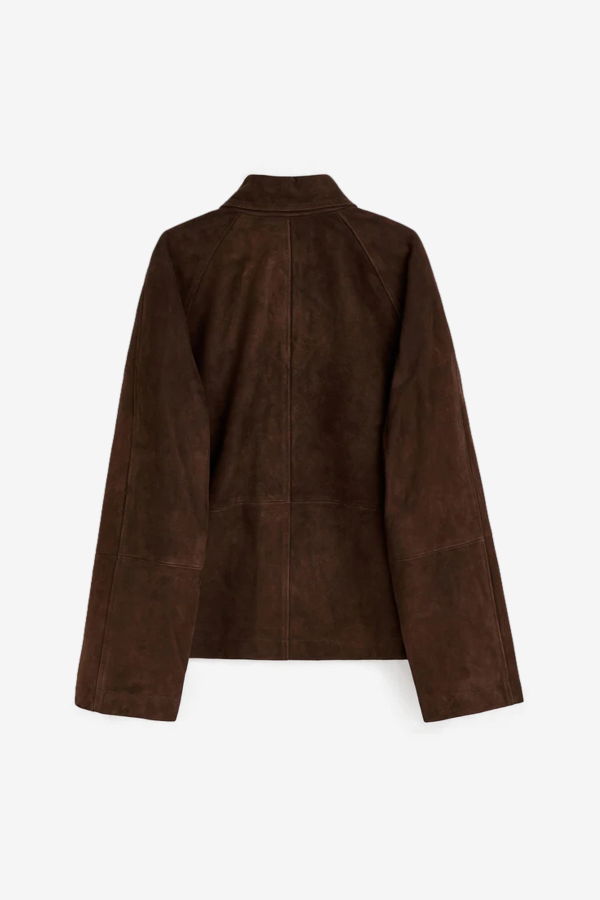 Sunflower Short Raglan Suede Jacket - Dark Brown