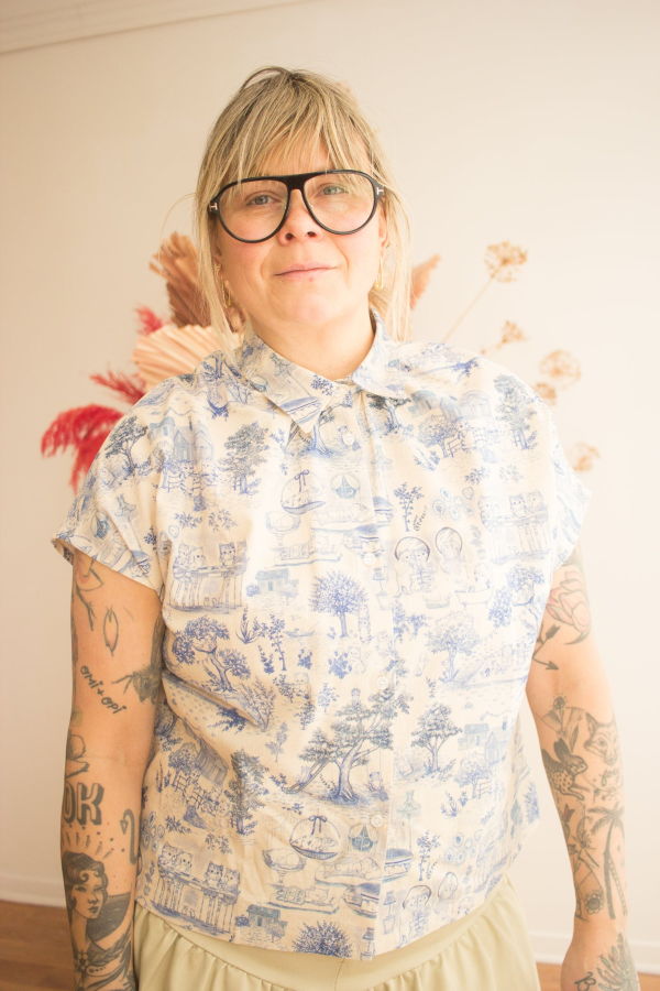 Naked & Famous Billie Linen Shirt - Blue Cats