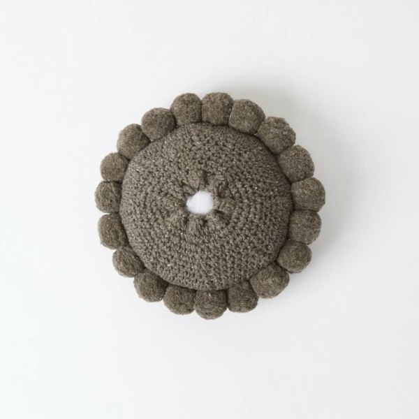 Andes Valle Pom Pom Cushion - Dark Grey