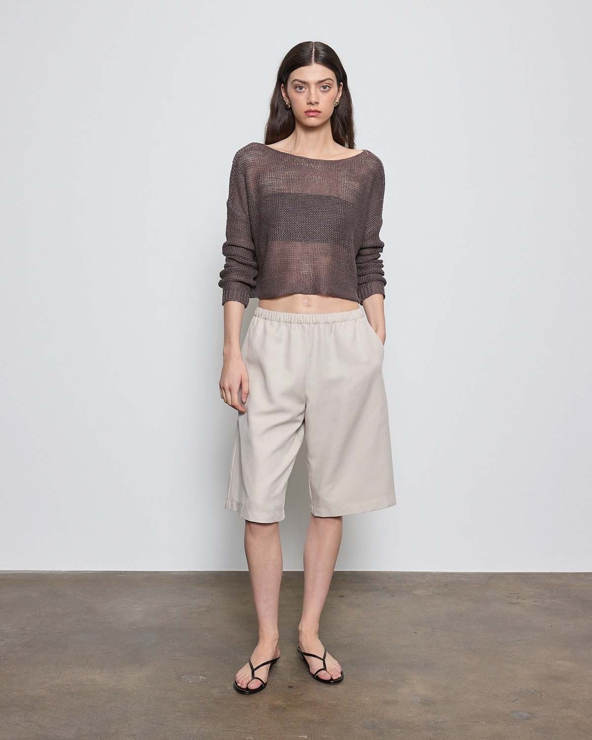 Enza Costa Linen Open Bateau Sweater - Image 1 of 2