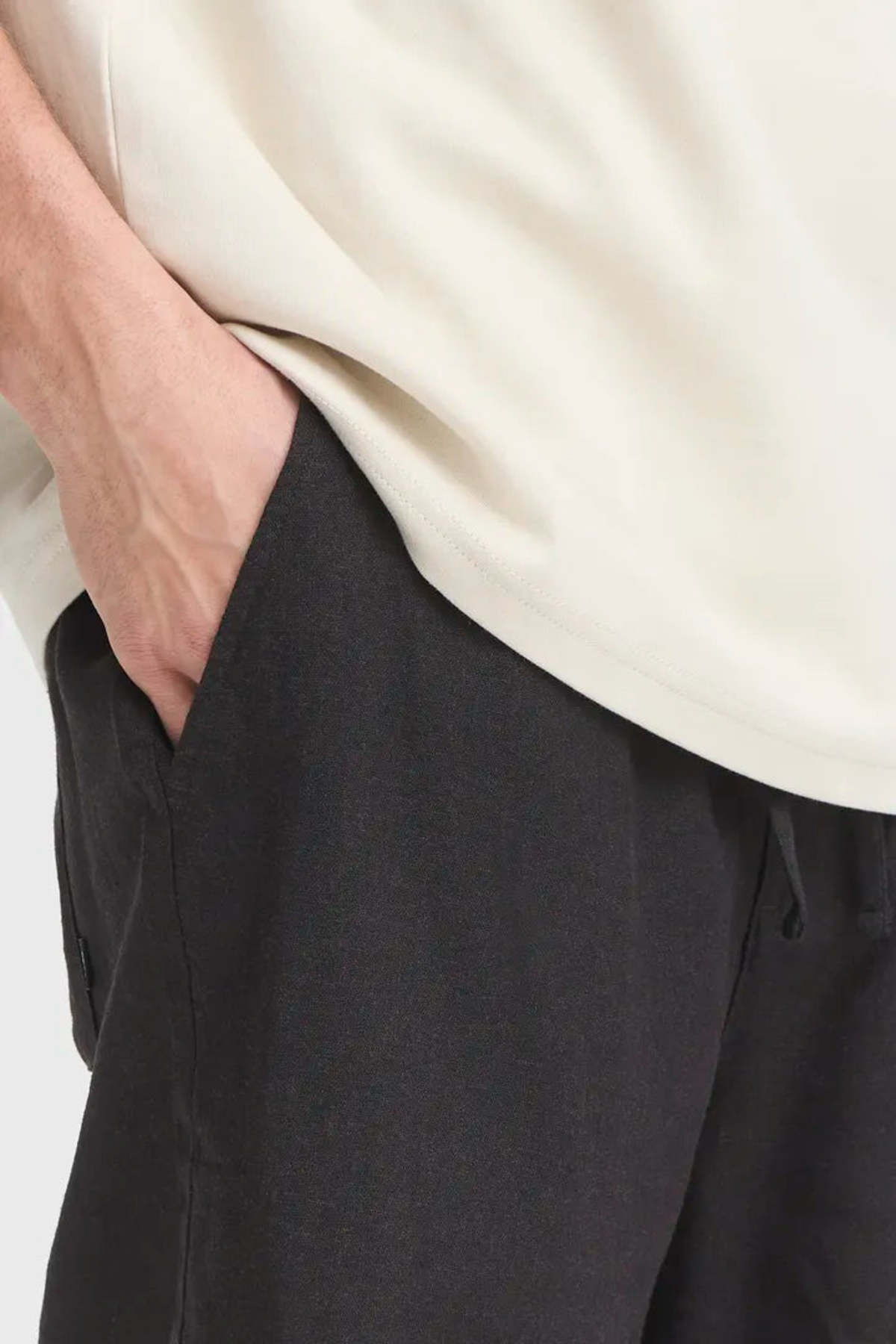 SOLID Allan Elas Linen Drawstring Shorts - Black - Image 3 of 8