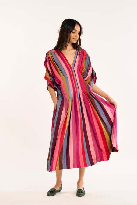 knee length dresses for ladies Maddy Colorblock Cotton Poplin Midi Dress