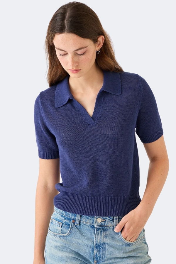 demylee Cris Cotton Linen Top - Indigo