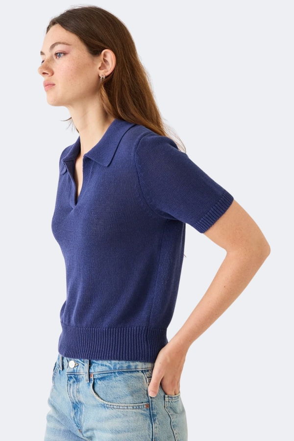 demylee Cris Cotton Linen Top - Indigo