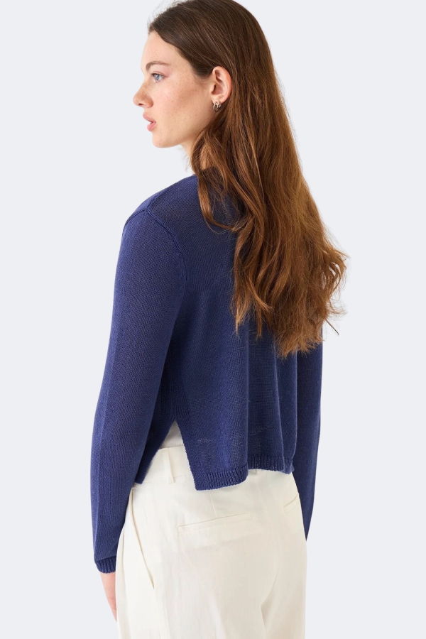 demylee Josie Cotton Linen Cardigan - Indigo