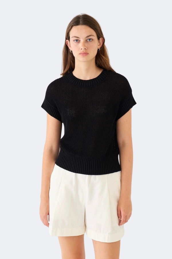 demylee Marlowe Cotton Linen Top - Black