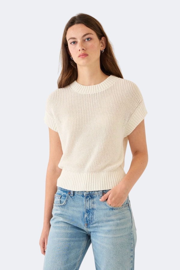 demylee Marlowe Cotton Linen Top - Off White