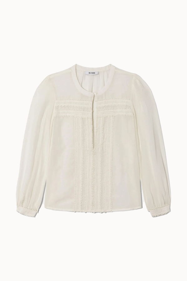 RE/DONE Tate Long Sleeve Blouse - Ivory
