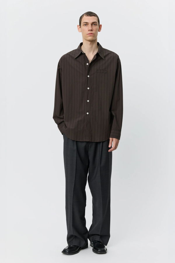 mfpen Essay Shirt Dark Brown Triple Stripe
