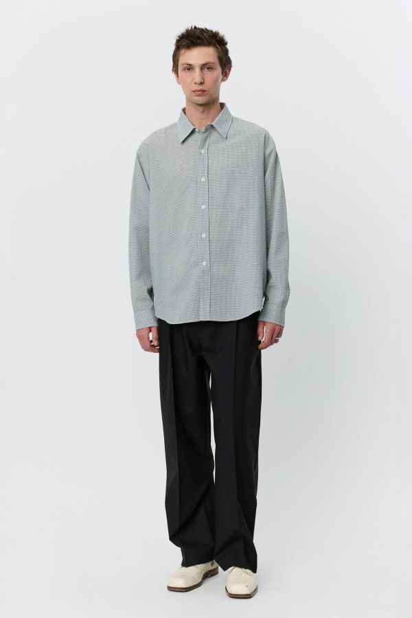 mfpen Executive Shirt Textured Bottle Grey Check Shirt