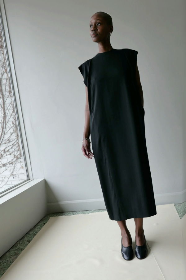 AKIRANAKA Jenna Drape Sleeve Dress - Black