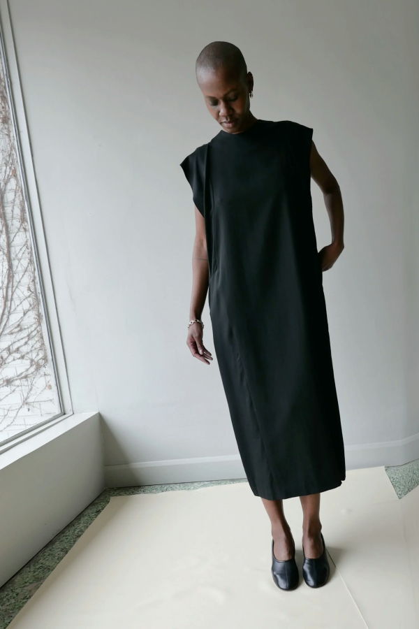 AKIRANAKA Jenna Drape Sleeve Dress - Black