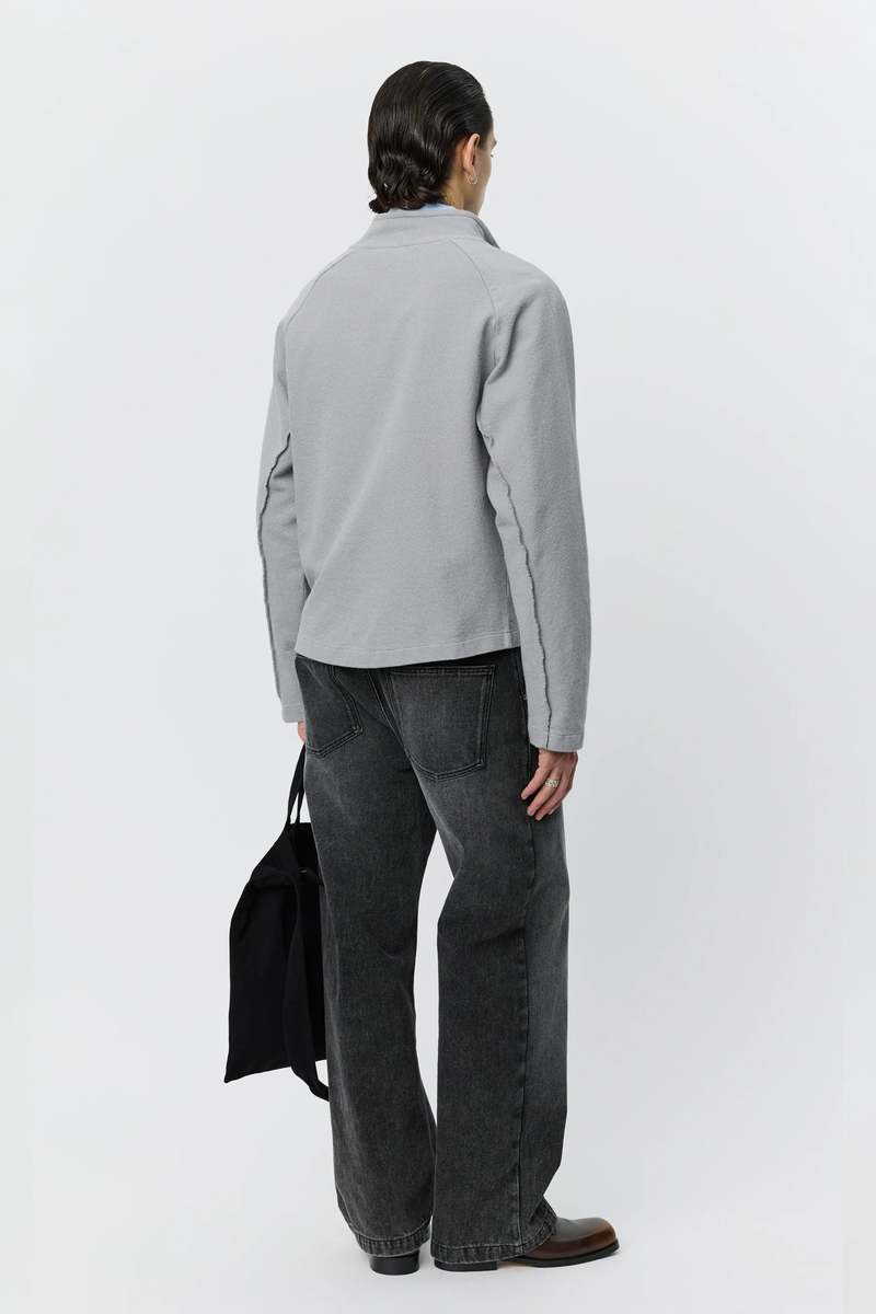 mfpen Leisure Zip Up Mineral Grey Needle Jump Sweatshirt