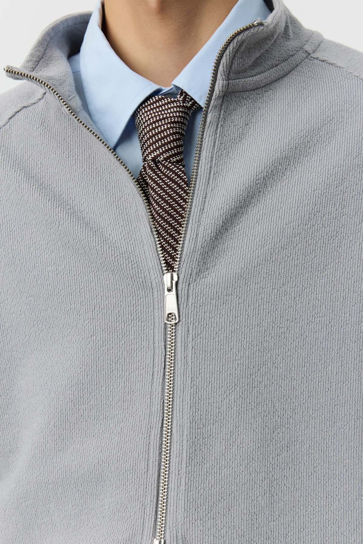 mfpen Leisure Zip Up Mineral Grey Needle Jump Sweatshirt - Image 5 of 5