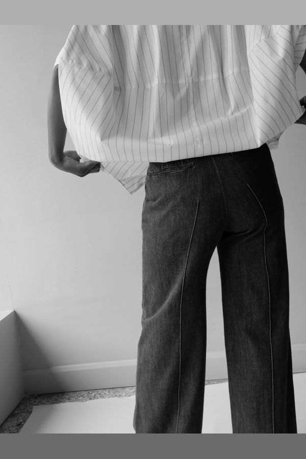 AKIRANAKA RAILA DENIM PANTS - NAVY