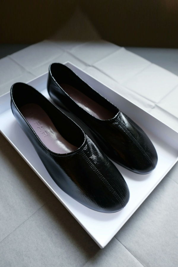 BY FAR Prudence Flat - Black Leather