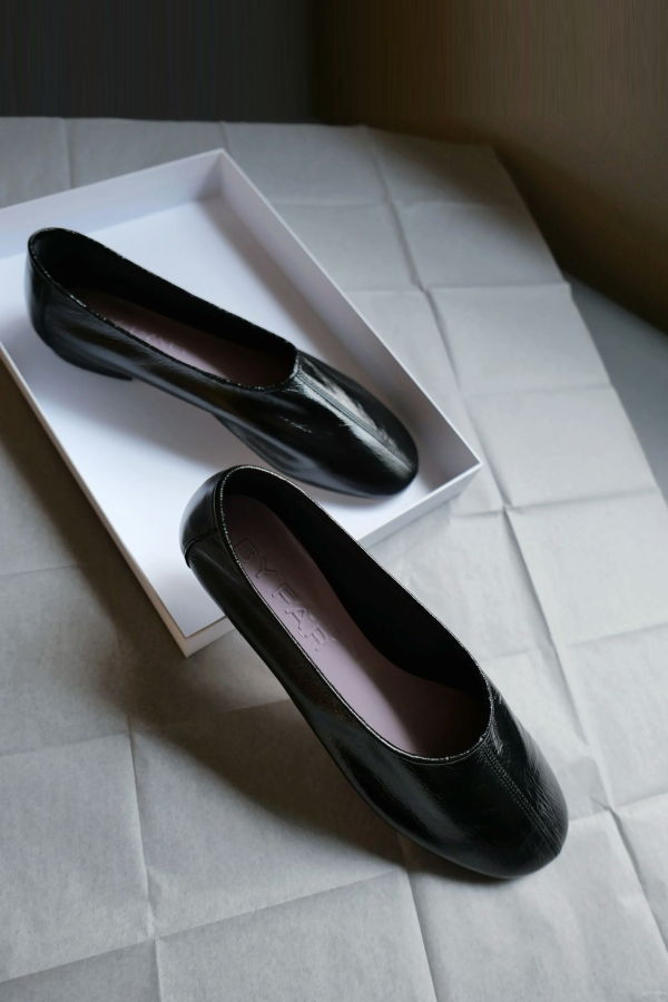 BY FAR Prudence Flat - Black Leather