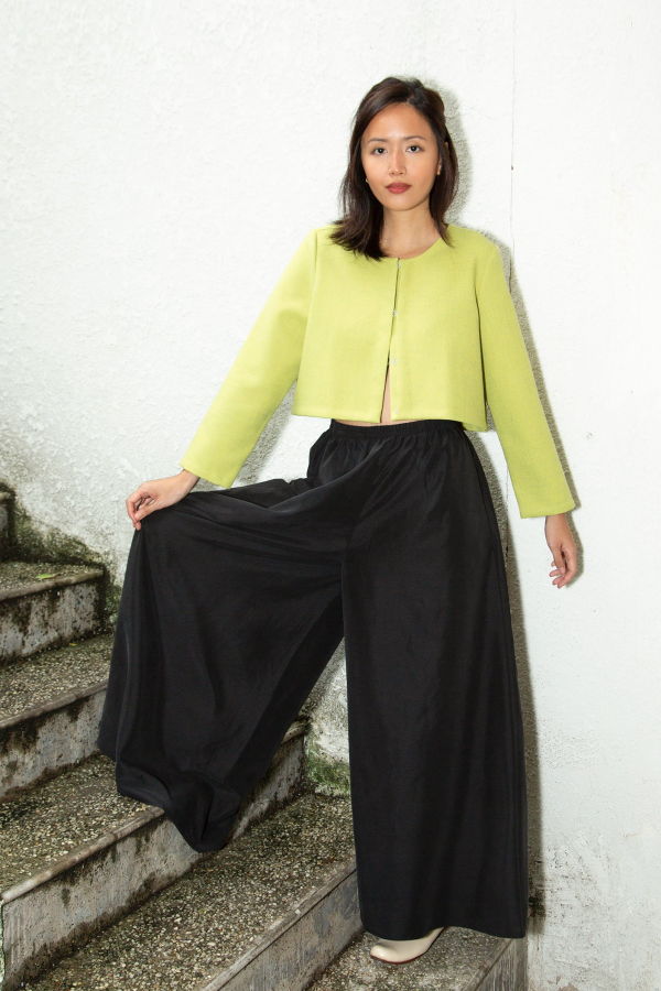 KAAREM Ochna Long Wide Leg Pocket Pant w/ Elastic - Meteorite Black