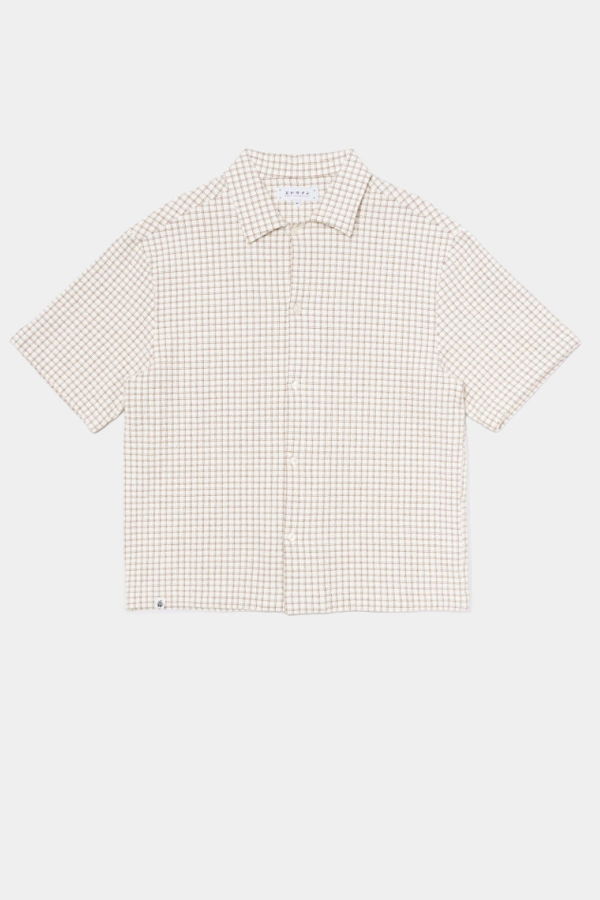 Edwin Zed Shirt in White Brown Waffle
