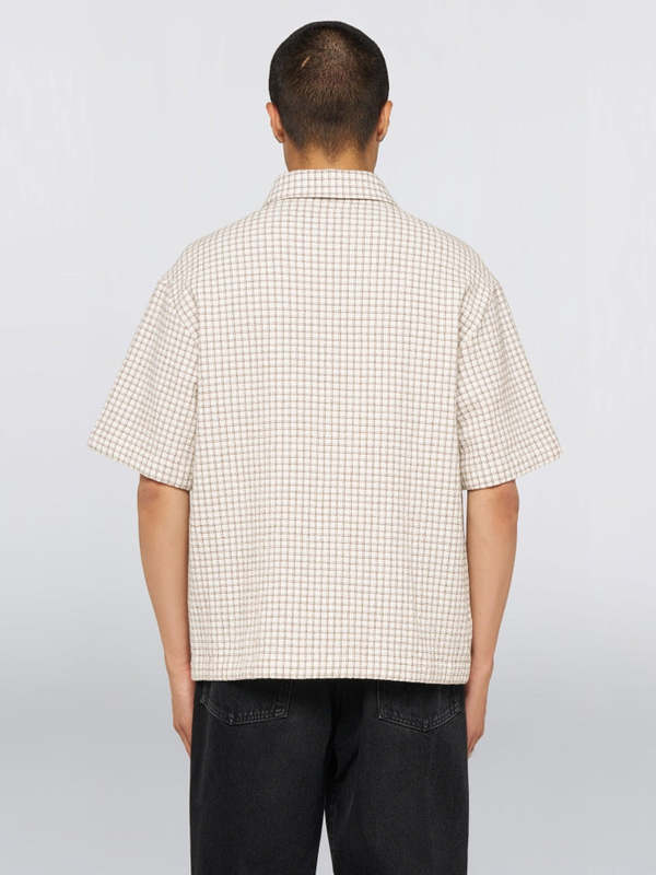 Edwin Zed Shirt in White Brown Waffle