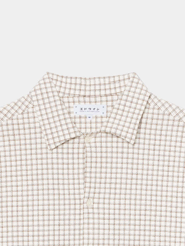 Edwin Zed Shirt in White Brown Waffle