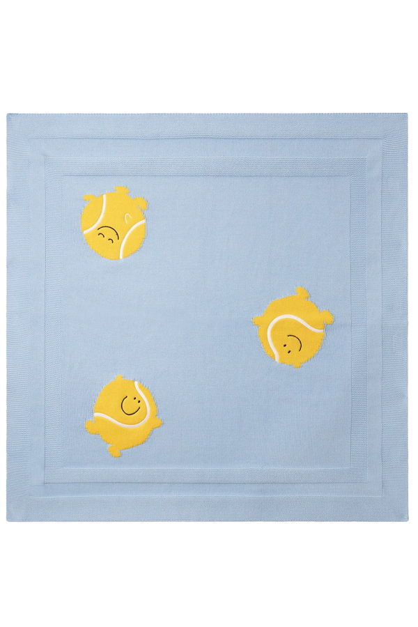 KIDS STELLA MCCARTNEY Knit Blanket With Tennis Balls - Blue