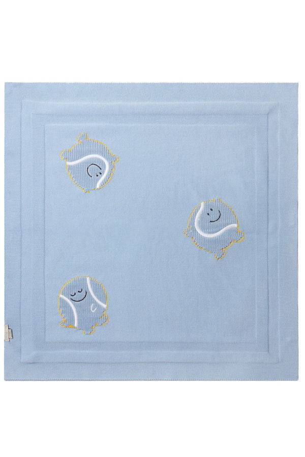 KIDS STELLA MCCARTNEY Knit Blanket With Tennis Balls - Blue
