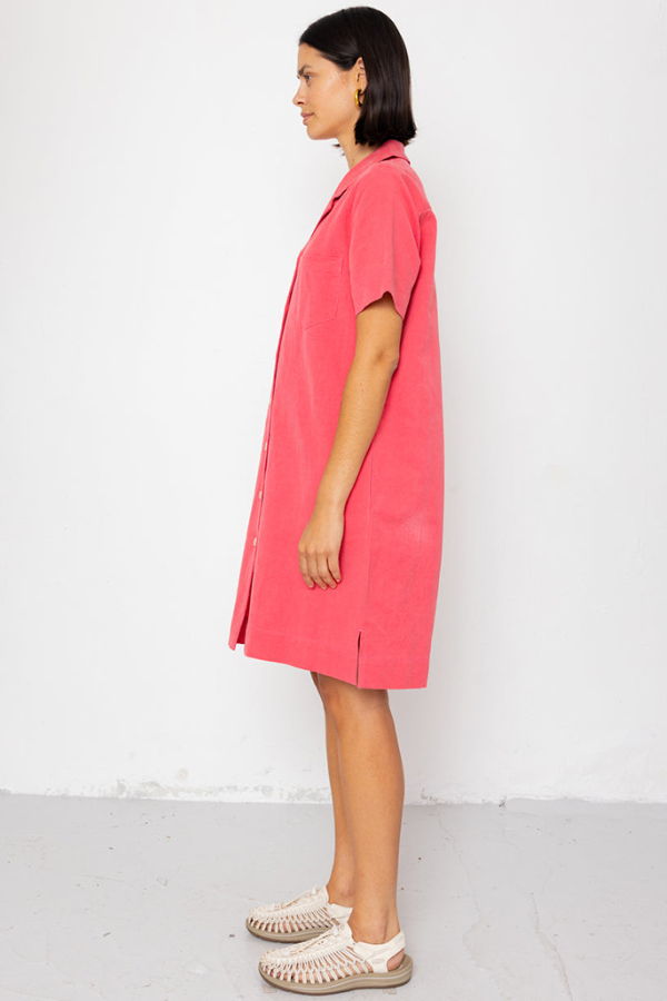 FOLK Shirt Dress in Rose Red