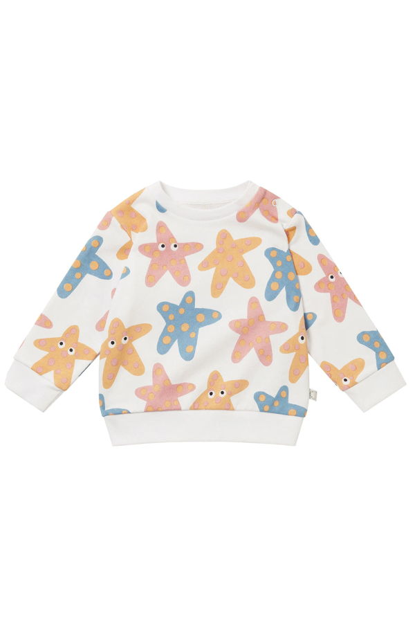KIDS STELLA MCCARTNEY Baby Sweatshirt Starfish Print - White