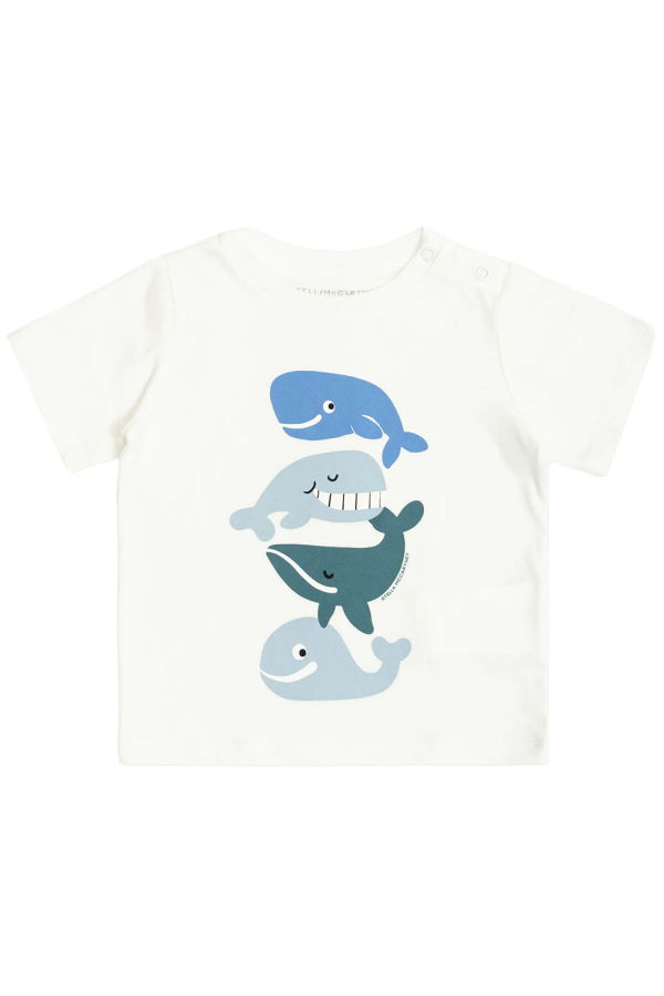 KIDS STELLA MCCARTNEY Baby T-Shirt With Whales Print T-Shirt - White